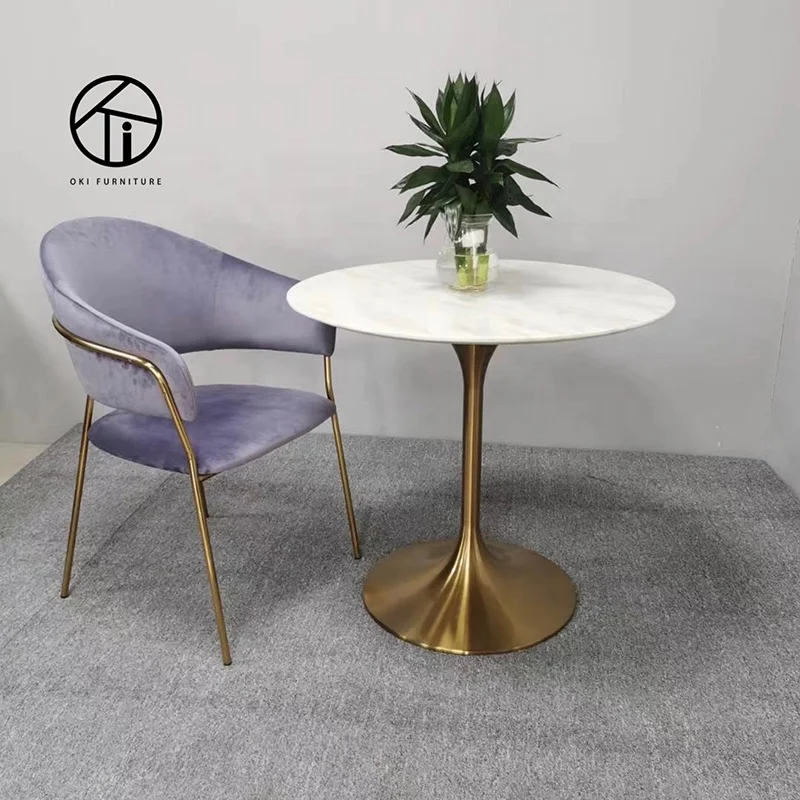 gold and marble tulip table