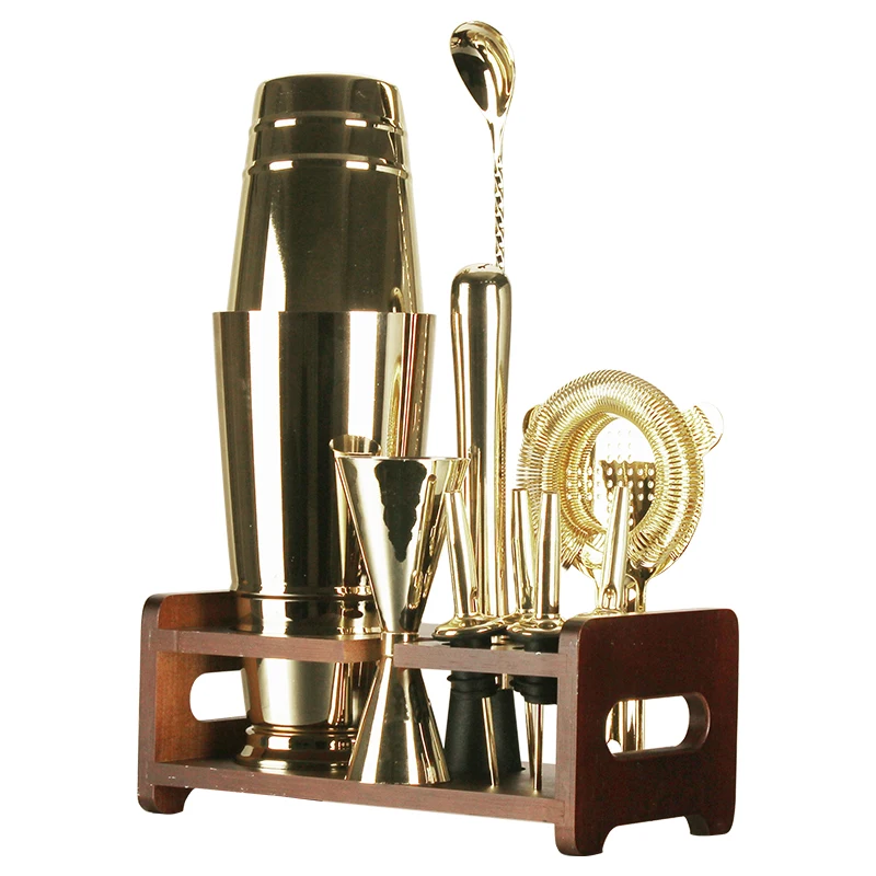 steelmaterial:cocktail shaker,muddler,strainer,bar spoon,jigger