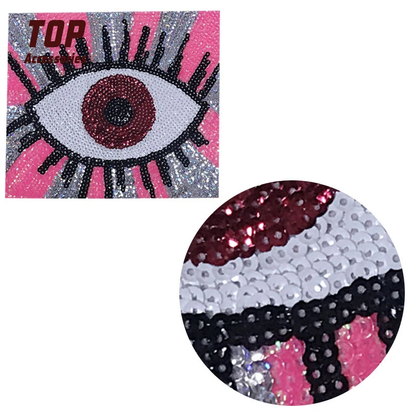 Large Size Sewing Backing Square Eyes Sequin Patches for T-shirt