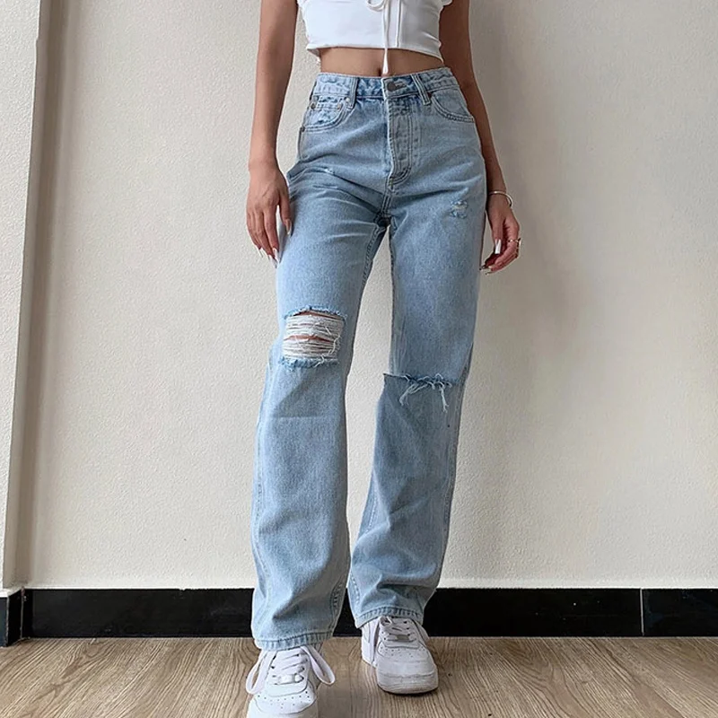 Blue Weekday Denim Ample Low Loose Jeans in Light Stonewash Womens Clothing Jeans Straight-leg jeans 
