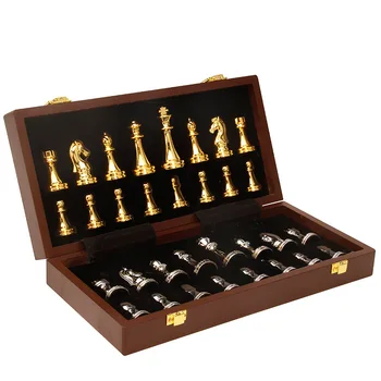 Hot-selling International Chess Set Metal Chess Pieces Children's Folding Board Game For Premium Gift