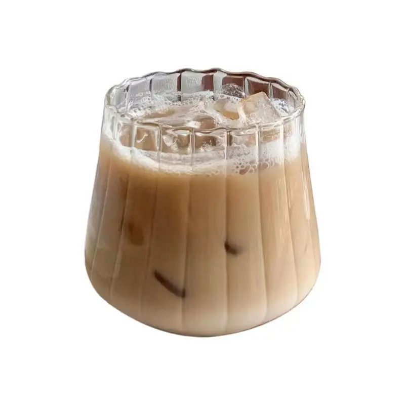 Stripe clear drinking glass cups heat resistance drinking coffee cups for milk juice ice cold