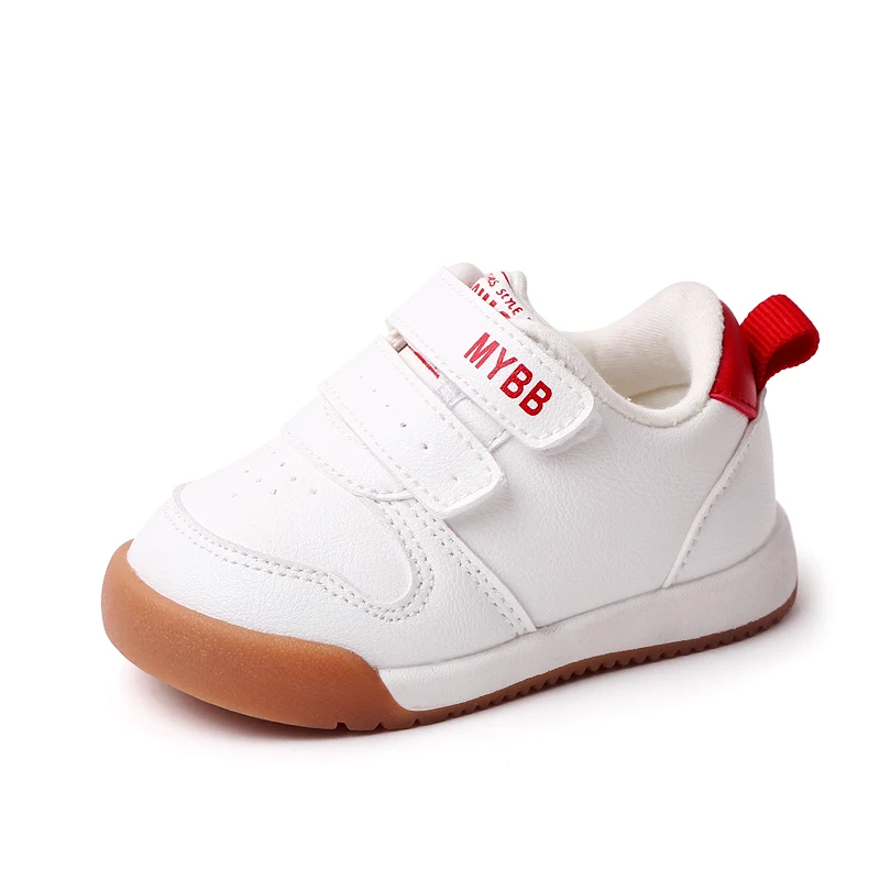 Spring and Autumn Sports Style Soft Sole Anti-slip Wear-resistant Baby Walking Small White Shoes factory