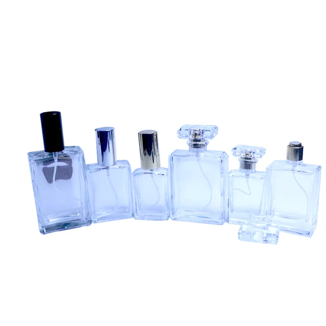 Wholesale perfume bottle square 100ml square spray glass packaging perfume bottle