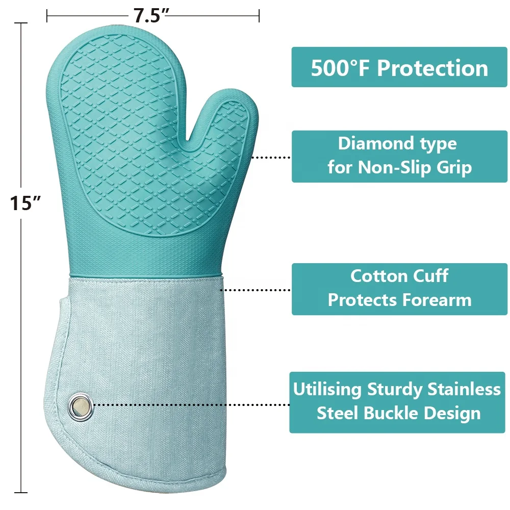 Heat Resistant Silicone Oven Mitt Microwave Cooking and Baking Custom Wholesale Oven Glove