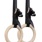 Wood Gym Rings Body Workout Exercise Adjustable Strap Wooden Gym Ring Gymnastics Rings