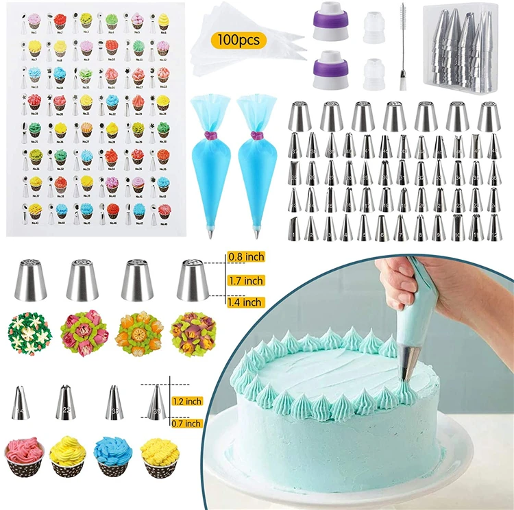 512 Pcs Cake Decorating Supplies Kit with Cake Pans, Cake Decorating Tools Set Baking Supplies with Piping Bags and Tips Set