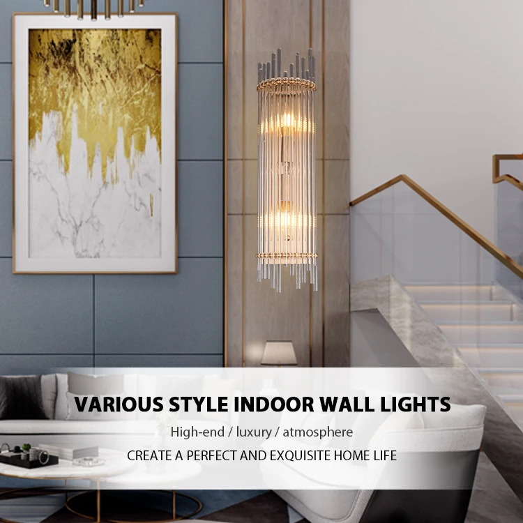 Customized Modern Creative Indoor Villa Crystal Wall Lamp Glass Wall Light