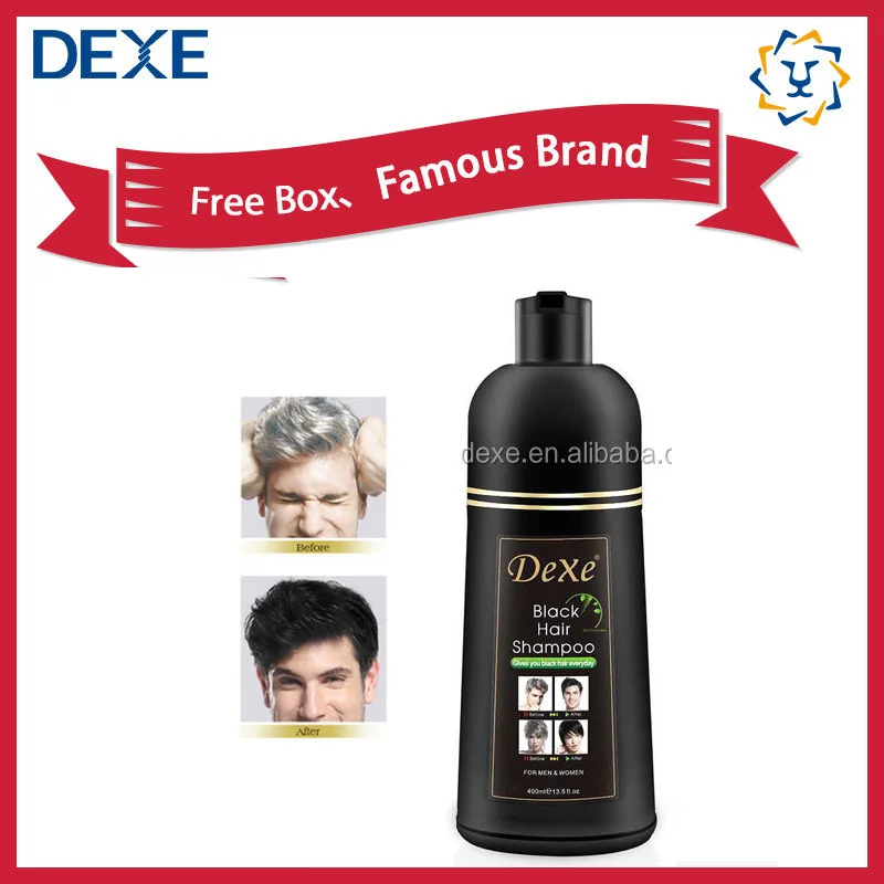 Dexe Subaru Stock Herbal No Ammonia Permanent Black Hair Color Dye Shampoo Two in One Single Bottle factory Private Label OEM