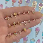 Stud Earring 18k Gold Plated Summer New Lollipop Ice Cream Zirconium Stud Earring For Women Girl