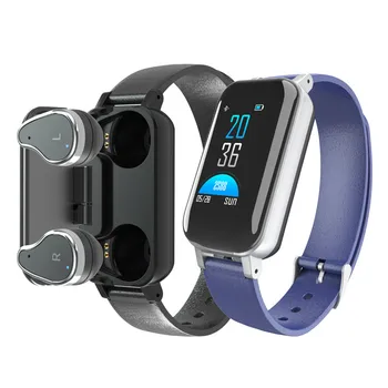 High quality hot selling 2 in 1 waterproof reloj smartwatch T89 smart watch with earbuds earphone