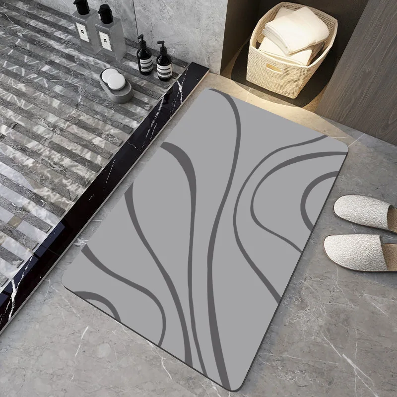 Top-Rated Modern Home Anti-Slip Bathroom Floor Mats Solid Pattern Absorbent Diatomite Bath Mat