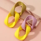 Hoop Colorful Earrings Personalized Exaggeration Acrylic Hoop Colorful Earrings Geometric Chain Long Earrings