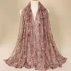 Scarf Muslim Ladies Fashion Plain Lace Floral Printed Cotton Shawl Scarf Oversize Wrap Muslim Hijab