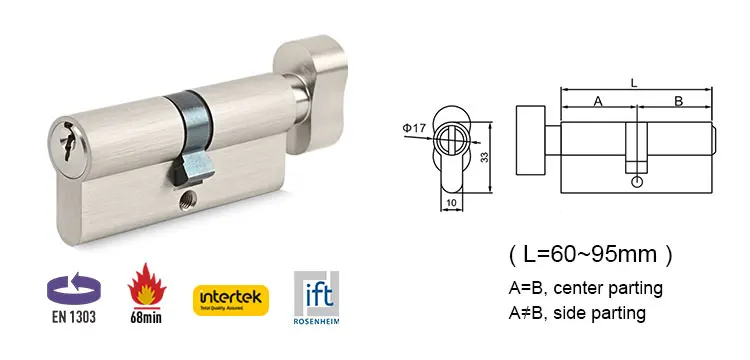 Euro Profile Cylinder Thumb Turn 60mm Or 70mm Lock Doors With Brass 3