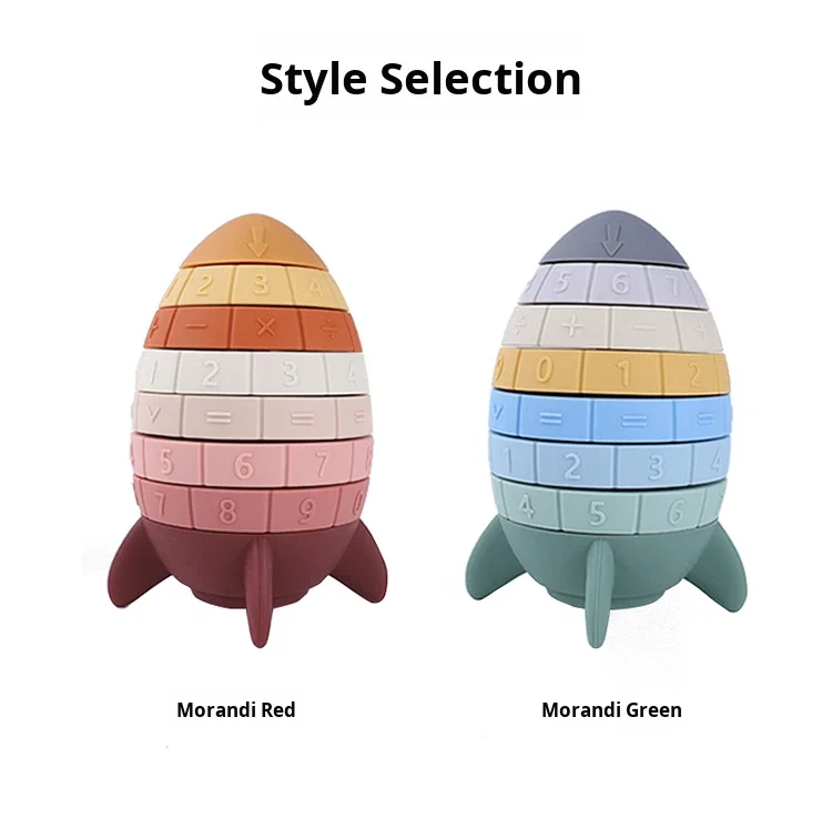 Rainbow Rocket Stacking Block Set Soft Eco-Friendly Silicone Educational Toy for 5-7 Years supplier