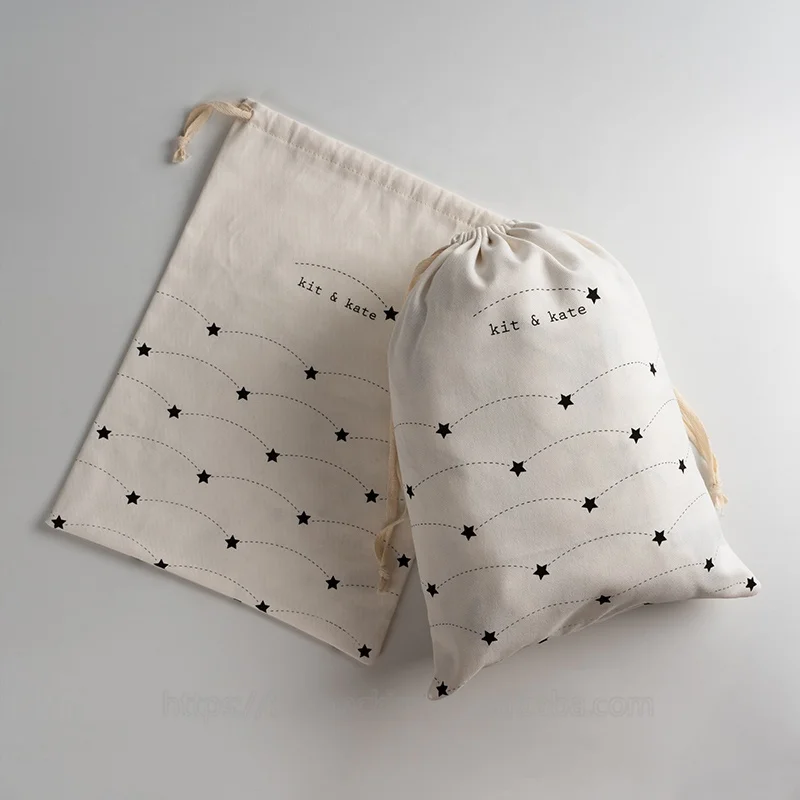 High End Cotton Twill Purse Hat Drawstring Packaging Bag Soft Scarf Belt Storage Pouch