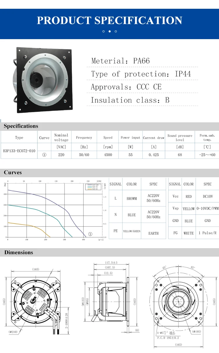 Centrifugal Single-inlet Sirocco Blower, 220V, PA66 - detail 10