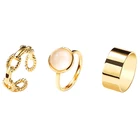 3 Finger Rings Ring Modyle Optional Designs Gold Plating 3 Pcs Finger Rings Jewelry Women Ring Sets