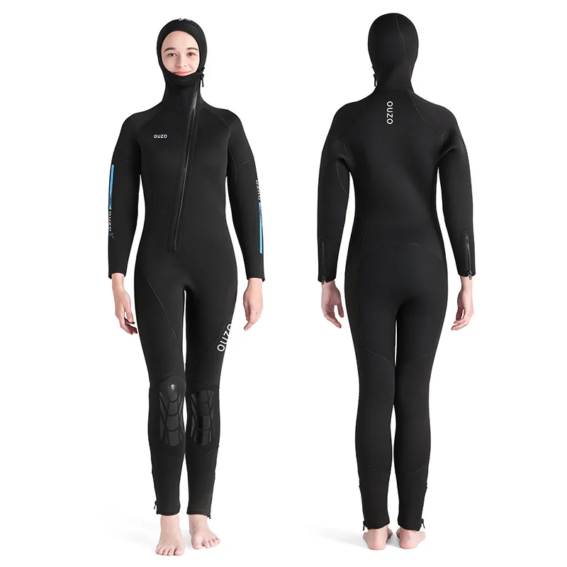 New 5mm Neoprene Kayaking Hooded Swim Snorkeling Suit Women One Piece Surfing Diving Wetsuit