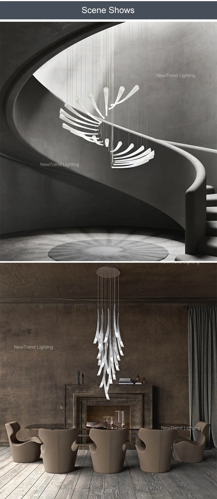 CPL-245 Unique Design Indoor Decoration Art Building Villa Staircase Hotel Lobby Hall Custom Glass LED Chandelier factory