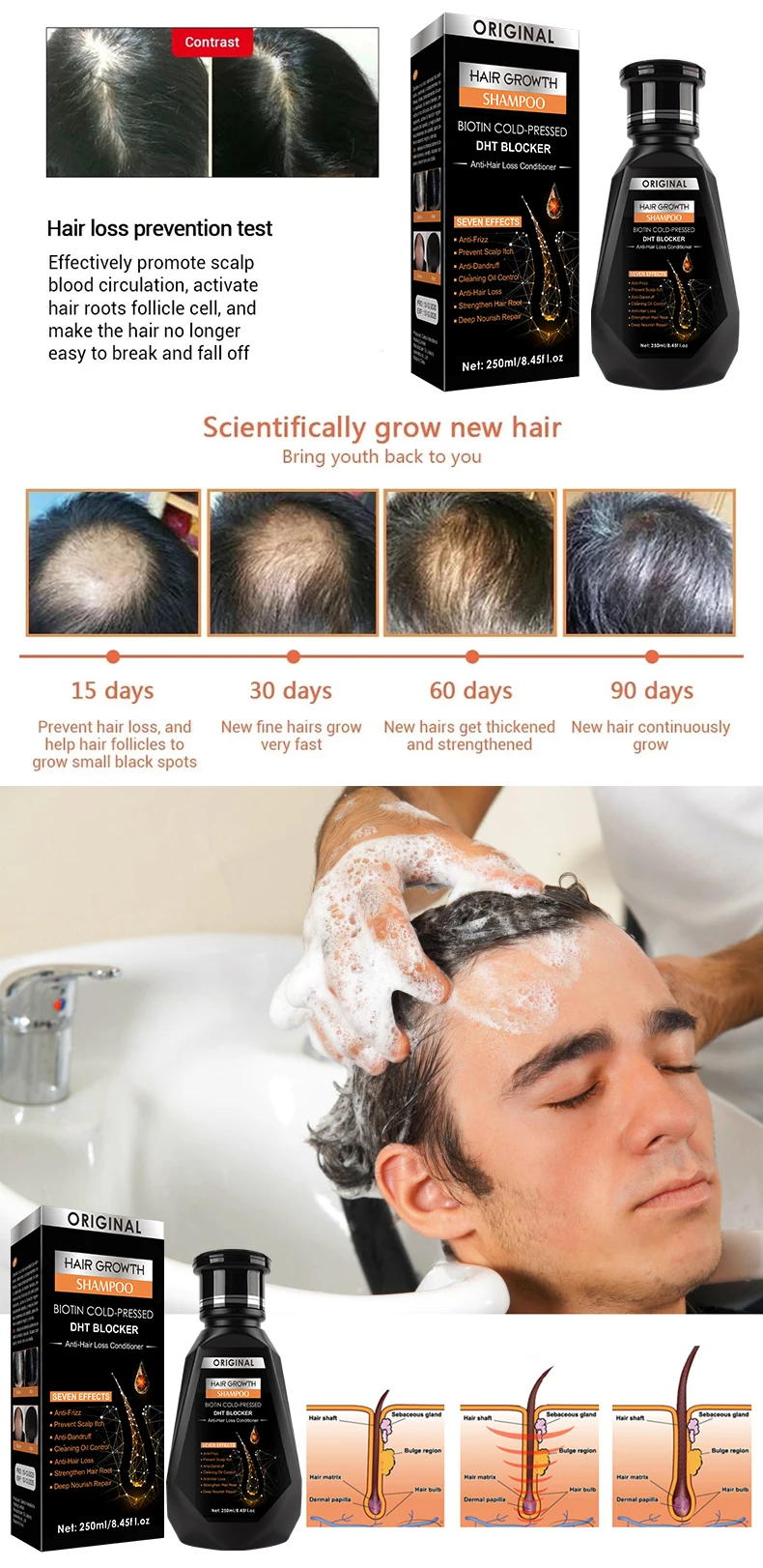 Natural Herbal Shampoo Deep Nourish Repair Hair Root Anti-hair Loss Hair Growth Shampoo