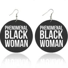 Dangle Personalized Wooden Round Painted Earrings Black Lives Matter Earrings African Drop Dangle Earrings