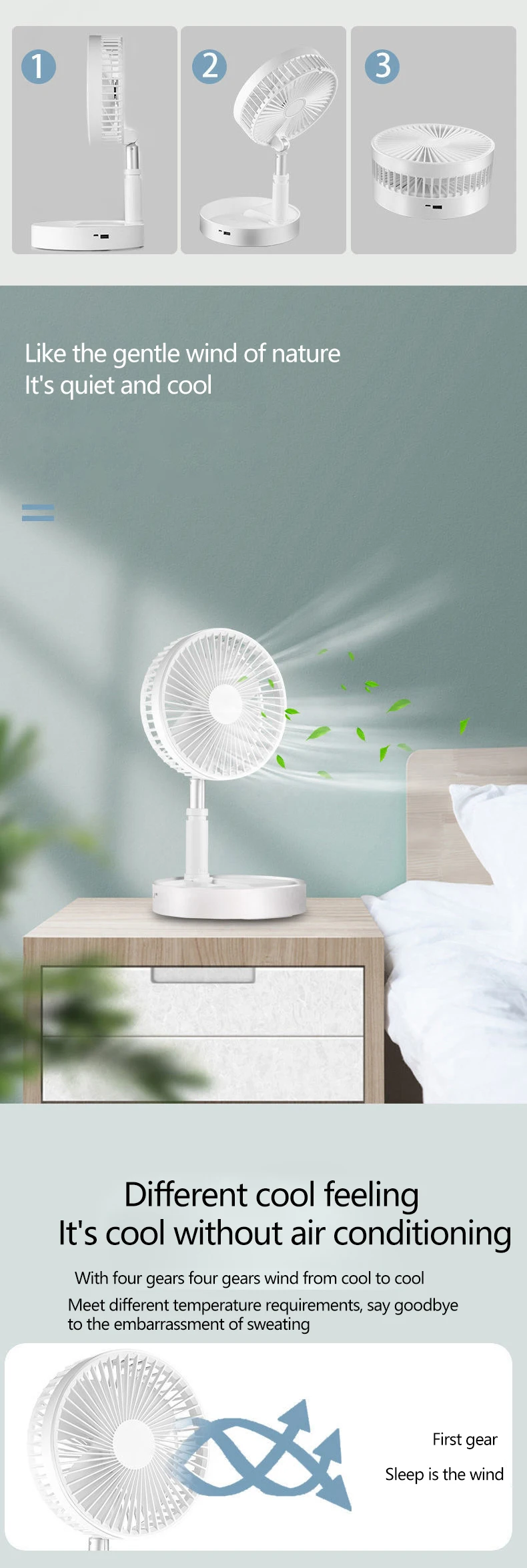 Usb Chargeable Fan, Plastic, 3.7, Battery - detail 16