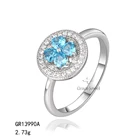 Rings GR13990A Grace Round 925 Sterling Silver Engagement Unique Wedding Blue Diamond Rings