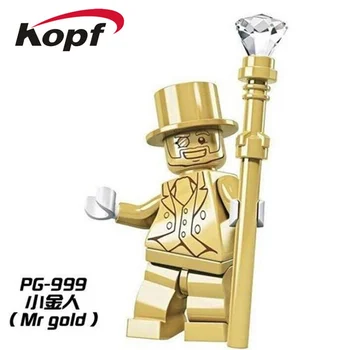 Christmas Gift Super Heroes Mr. Gold Chromed Golden Building Blocks Collection Toys for children Gift PG999