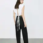 Tanks Tops 2021 Summer Women's Solid Satin Back Slit Tied Tanks Casual Sleeveless Crop Tops