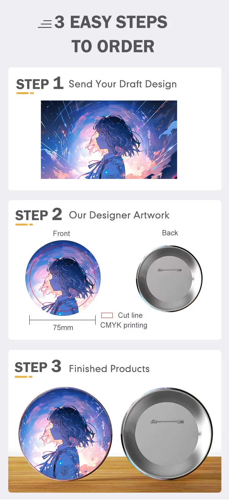 Presse Metal Badges OEM Factory Promotional Gifts Custom Printed Logo Blank Round Button Badge Pin Custom Tinplate Button Badge factory