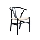 Factory Supplier Mid-century Solid Wood Rope Woven Y Back Bentwood Restaurant Wishbone Chair Black For Dining Room