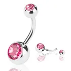 316l Steel Navel Piercing 14G 316L Surgical Steel Gem Navel Belly Rings Body Jewelry Piercing