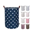 Kingwillow Foldable Home Organizers Collapsible Fabric Storage Bag Laundry Basket With PU Handle