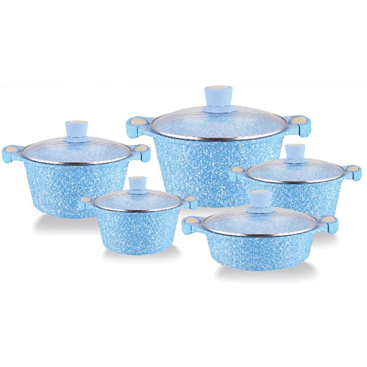 Amazon top selling 10pcs medical stones non stick cooking ware set pot induction cookware ensemble casserole