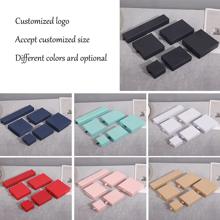 Custom Logo Cardboard Drawer Jewelry Packaging Box For Necklace Earring Bracelet Ring Jewelry Box 0
