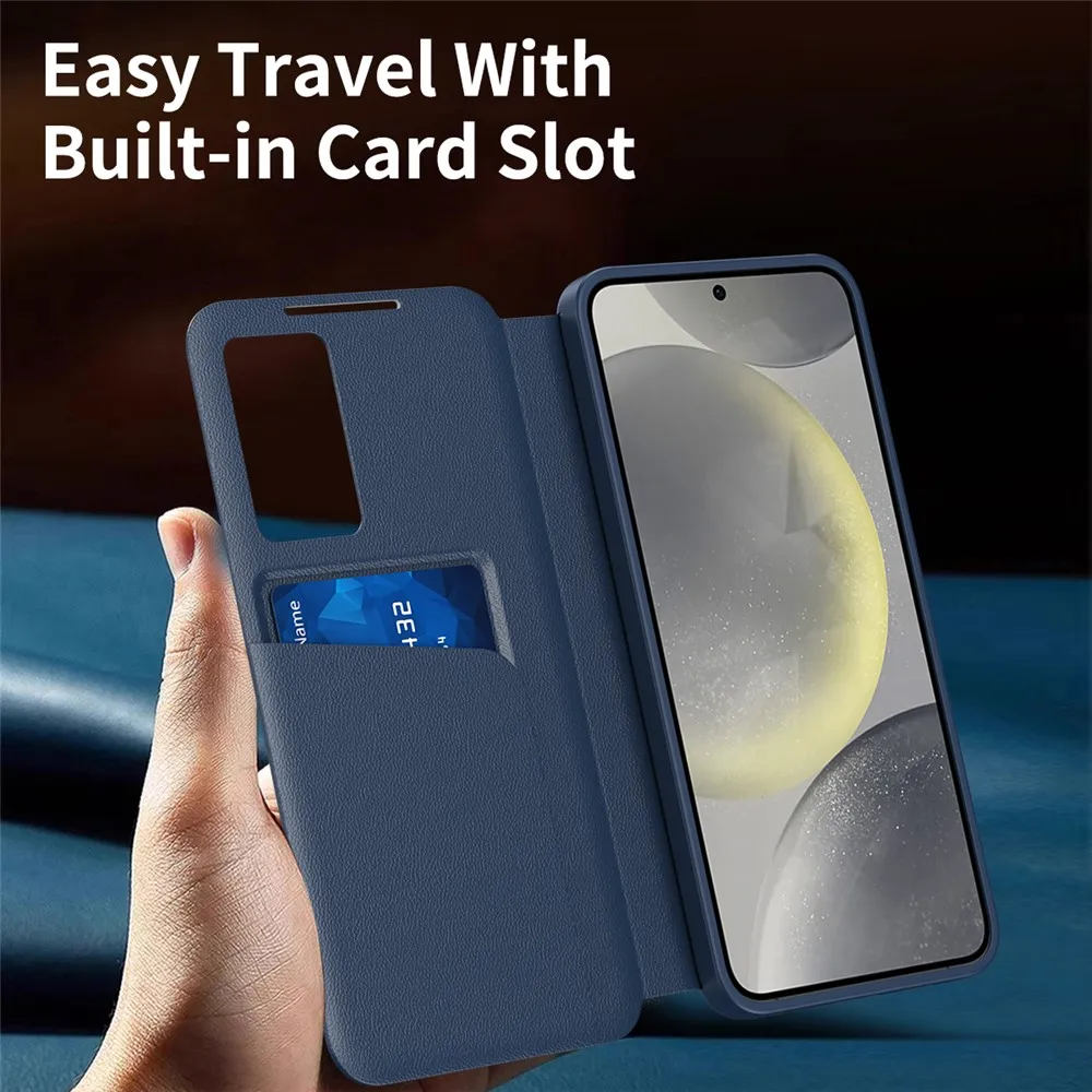 product leather wallet case for samsung galaxy s25 fe with clear view window card holder smart flip cover with id slot-7