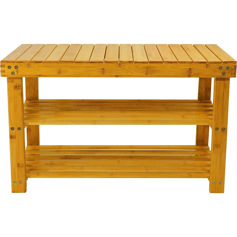 product wholesale 3 tier modern bamboo shoe storage bench display organizer shelf shoe rack entryway organizer rac for home living room-6