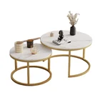 Gold Table Hot New Sale Living Room Furniture Modern Round Marble Gold Coffee Table Set
