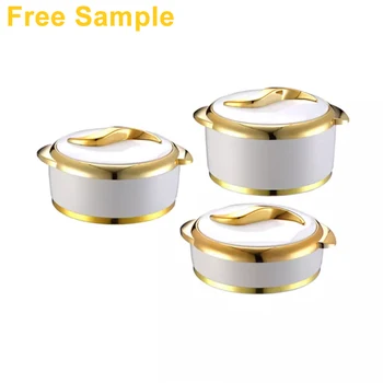 Free Sample Luxury 3 Pcs/Set Home Use Insulated Stainless Steel Hot Pot Food Warmers Casserole Container