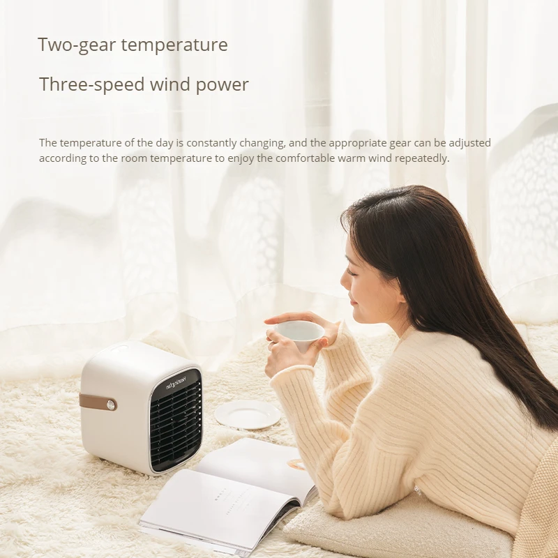 High Quality With night lamp PTC Ceramic Air Heating Usb Electric Fan Portable Smart Personal Mini Retro Space Heater