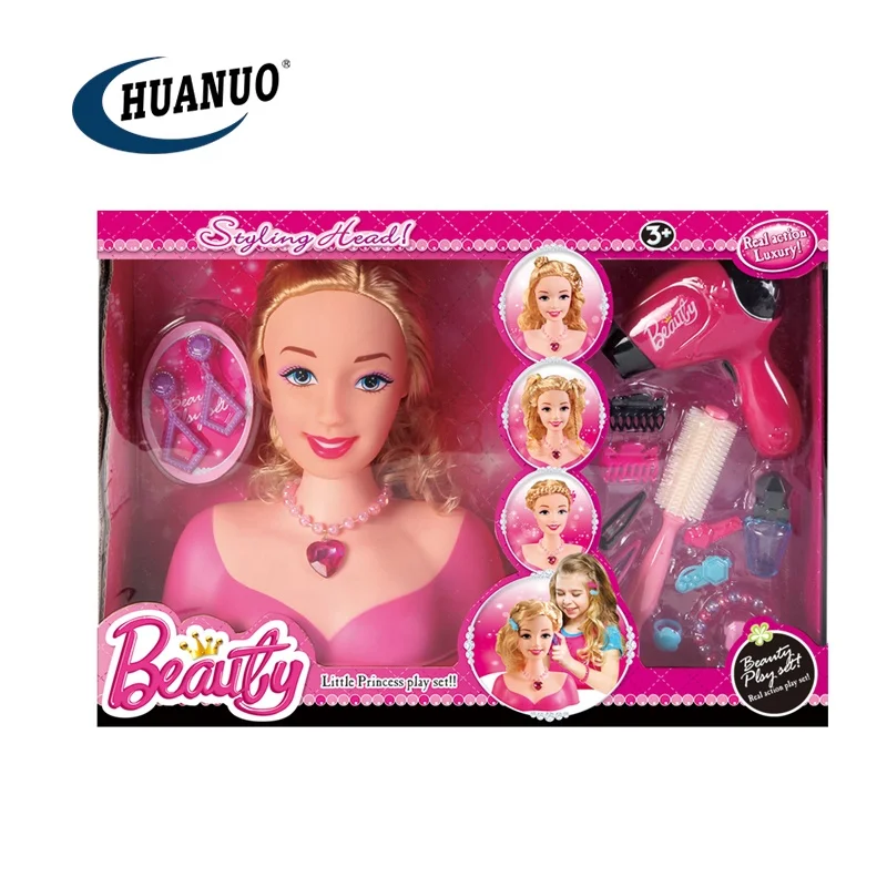 1 set Girls Fashion Hair Styling Dolls Head Play Set Kids Childs Toy Beauty Gift 