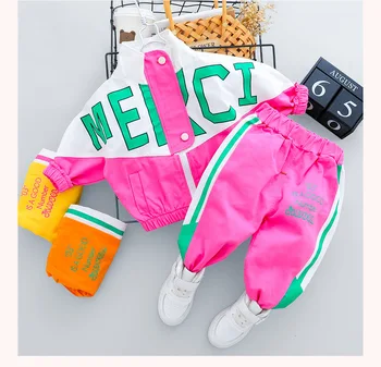 2020 Hot Selling Wholesale Autumn New Casual Tracksuit Long Sleeve Letter Zipper Sets Infant Clothing Baby Kid Boy Girl Clothes