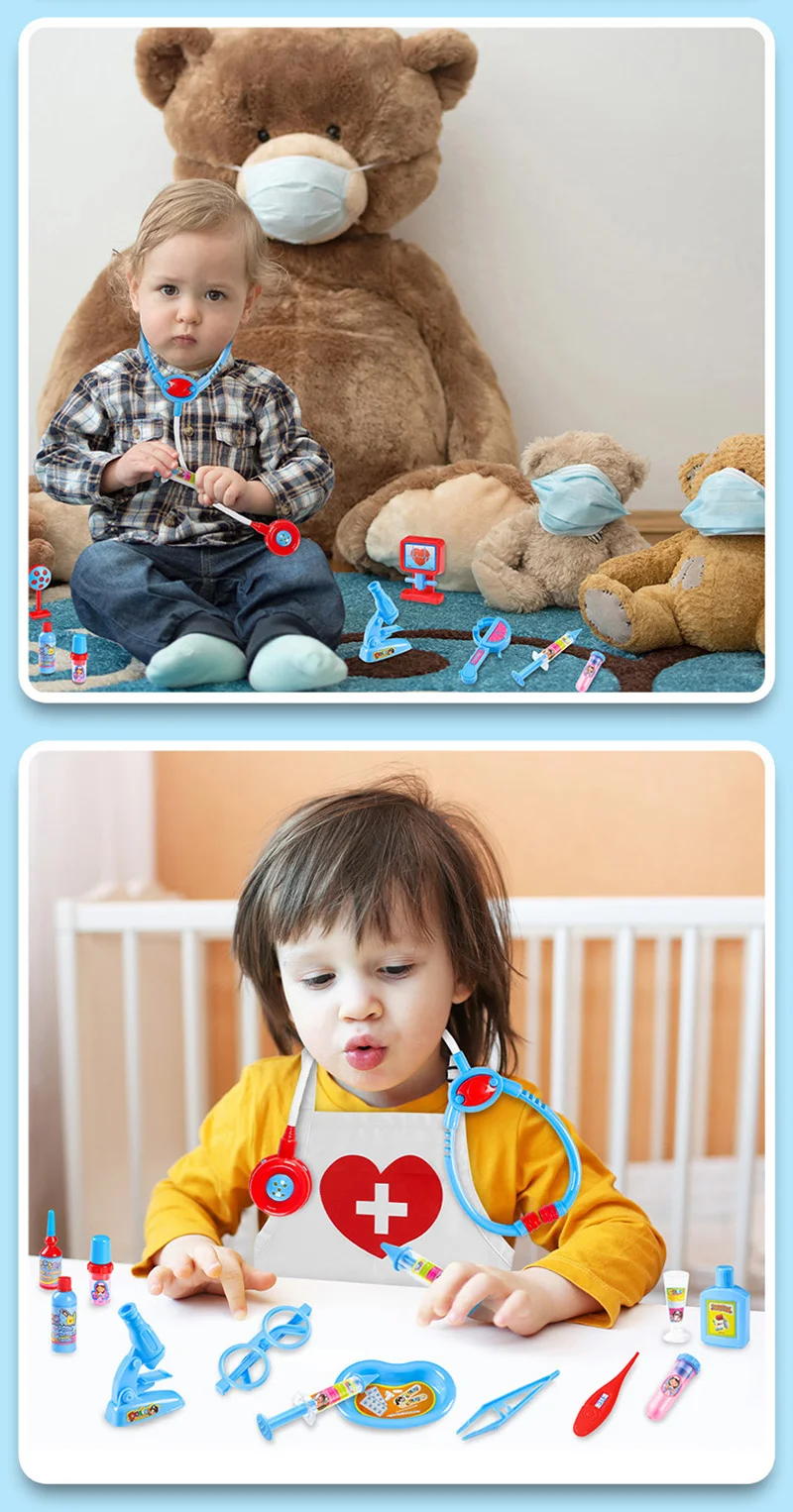 Pink Hospital Medical Play Set Boys Girls Dentists Play Toy Pretend Nurse Play Games Medical Tools Set with Medical Tools Bag
