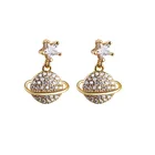 Cz Star Earring Custom Design CZ Stone Crystal Zircon Star And Saturn Stud Earring