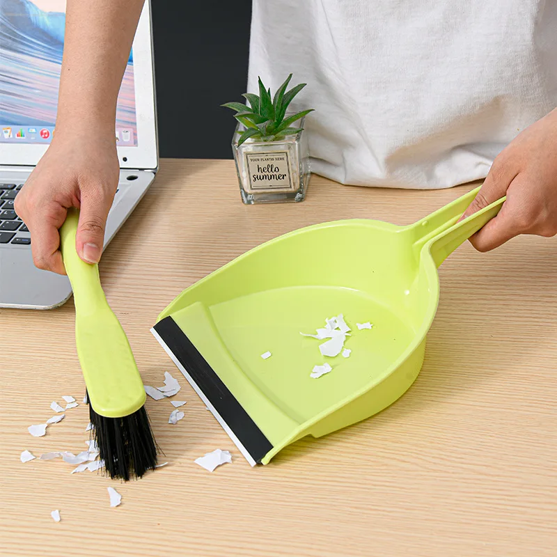 Portable Cleaning Brush and Dustpan Combo with Handle Reusable Mini Dustpan and Brush Set