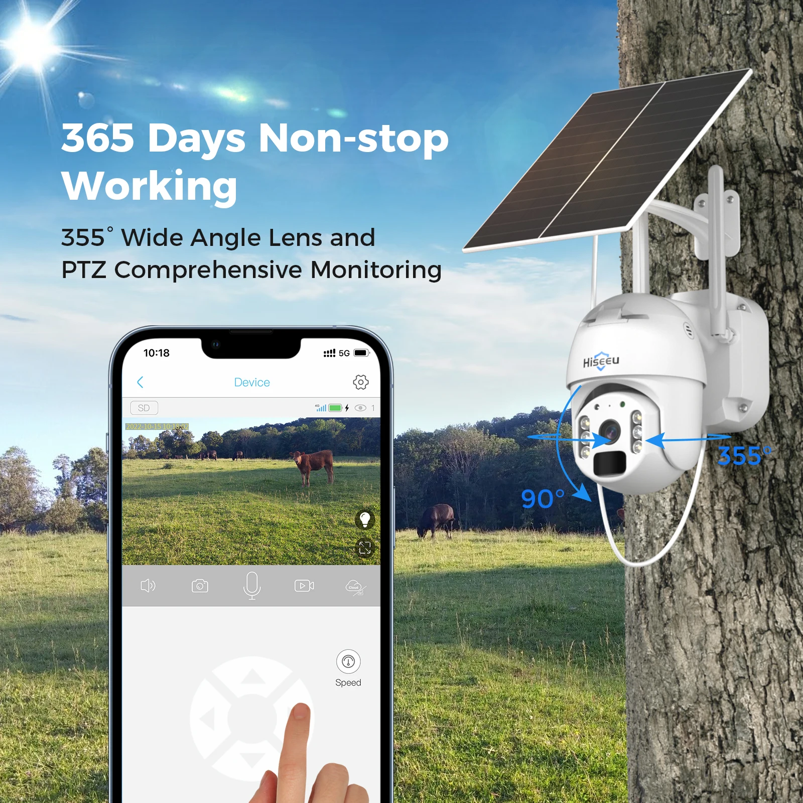 Hiseeu G Outdoor Powered Cellular Security Camera Sim Card Solar