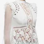 Blouse Custom Women Shirts Frilled Shoulder Lace White Long Sleeveladies Sexy Ladies Lace Sexy Blouse