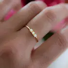 HIGH QUALITY 18k gold plated thin band delicate minimal white fire opal three stone gold ring
